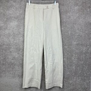 Jason Wu Ivory Pinstripe Wide Leg Ankle Business Casual Pants Size‎ 2